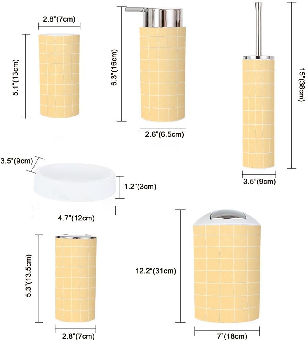 Boho Checkered 6-Piece Bathroom Accessory Set