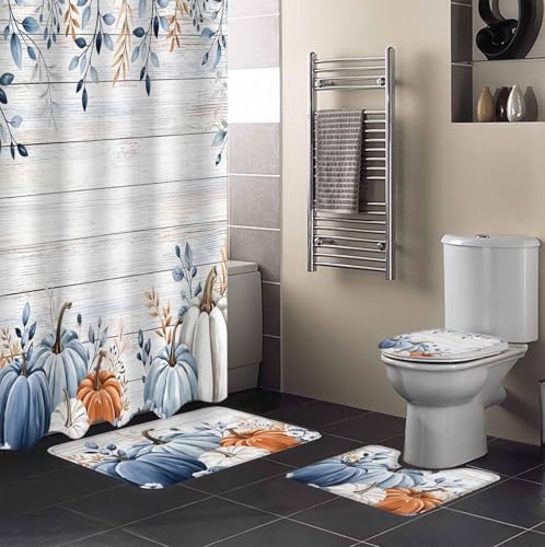Thanksgiving Autumn Bathroom Set with Rug and Hooks 1