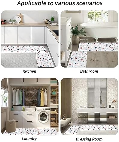 2PCS Non-Slip Diatomite Bath Mat Set with American Flag Design