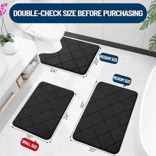 OLANLY Memory Foam Bath Mat 30x20 Black 1