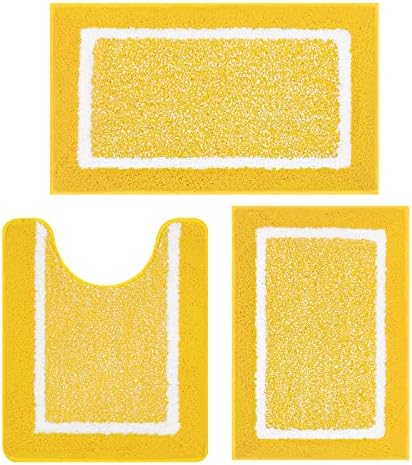 Pauwer 3-Piece Bathroom Rugs Set - Yellow