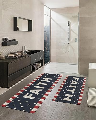 2PCS Non-Slip Diatomite Bath Mats Set for Independence Day