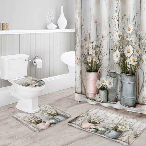 ZOE GARDEN White Pink Floral Bathroom Set