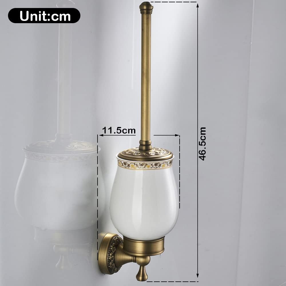 Leyden Antique Brass Toilet Brush Holder with Ceramic Cup 1