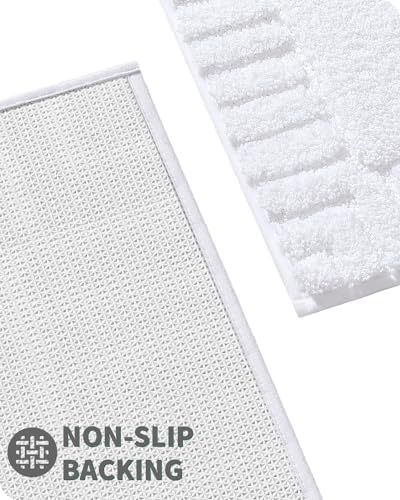 LUMI Non-Slip Bath Rug 20x32 White Machine Washable Thick Absorbent