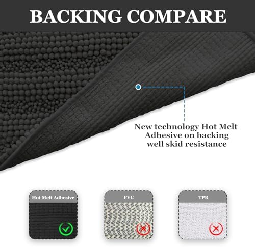 Ultra Soft Bath Rug Set 3 Piece Dark Grey