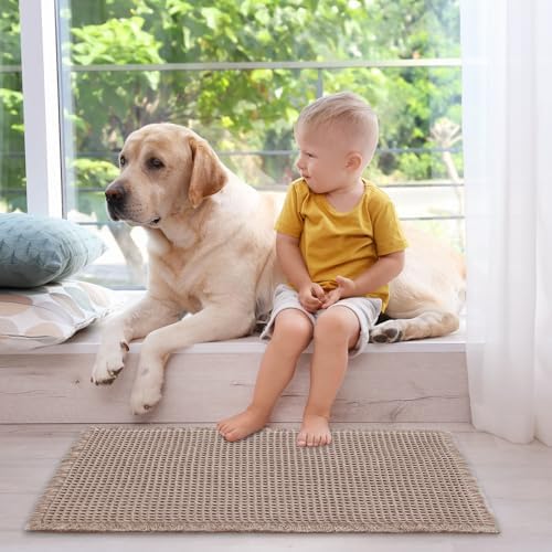 ZALL Tan Waffle Bath Mat - 18x30 Inch Non Slip