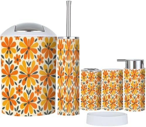 Boho Retro Bathroom Accessory Set 6 Piece