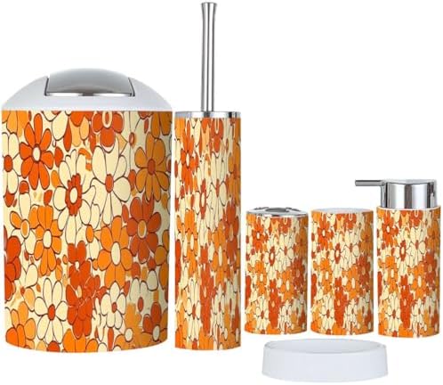 Boho Floral Bathroom Accessory Set 6 Piece 1