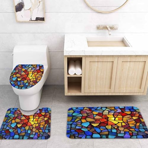ZOE GARDEN Blue Red Yellow Rainbow Bathroom Set