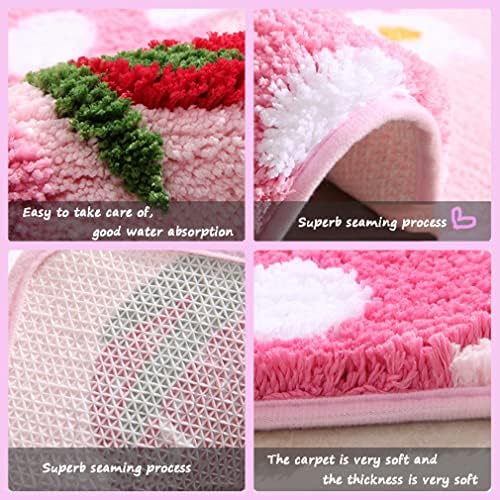 Soft Cozy Strawberry Bath Rug Non-Slip Green
