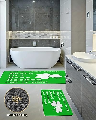 Funnywall88 2PCS St Patricks Day Bath Mats Non-Slip Diatomite Floor Mats