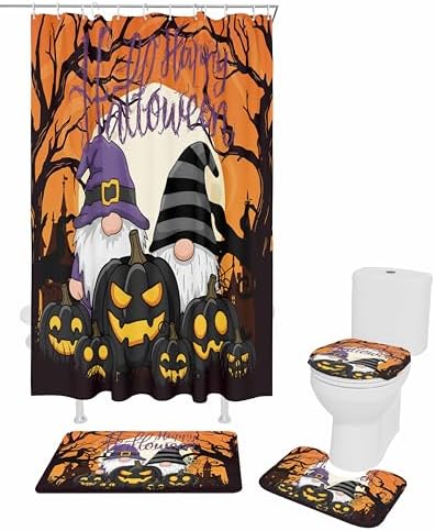 ZOE GARDEN Halloween Bathroom Set with Curtain Rug Accessories