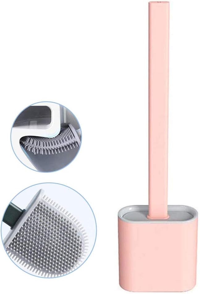 Nutteri Silicone Flex Toilet Brush with Holder Pink