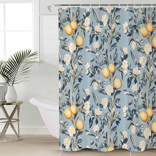 ZOE GARDEN Lemon Leaves Bathroom Set with Curtain Rug and Accessories
