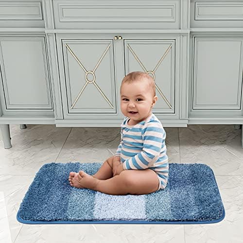 Walensee Non Slip Bath Mat 16x24 Ombre Blue