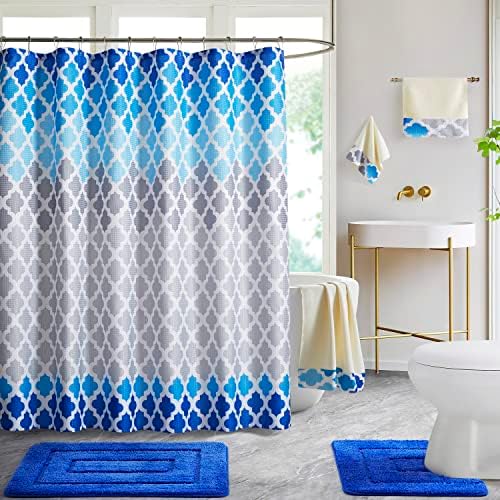 WPM Royal Blue Trellis Bathroom Combo Set