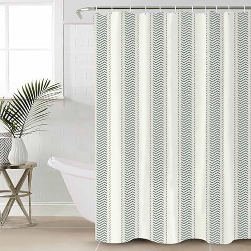 ZOE GARDEN Green Stripe Bathroom Set with Shower Curtain Rug and Accessories