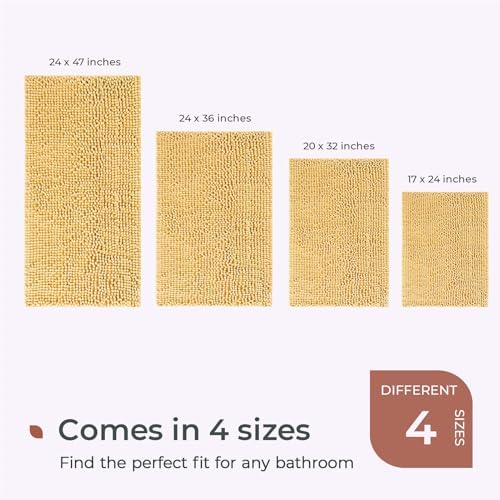FRESHMINT Chenille Bathroom Rug Mat 24x17 Yellow