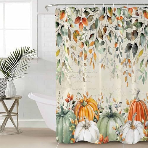 Thanksgiving Bathroom Set with Curtain Rug and Hooks