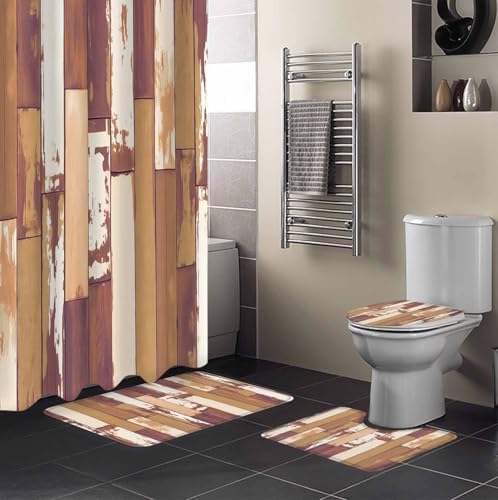 ZOE GARDEN Orange Bathroom Set with Curtain Rug and Hooks