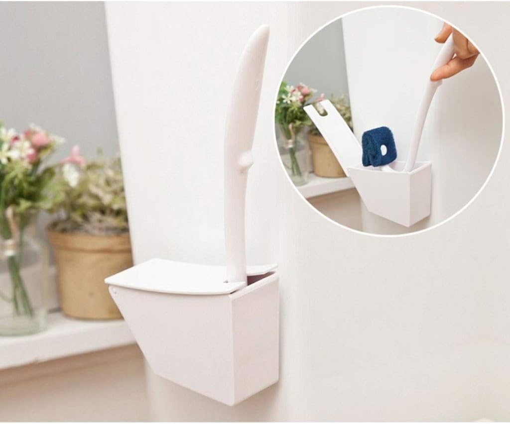 NYKK Toilet Brush with Bracket and Holder - White 23cm