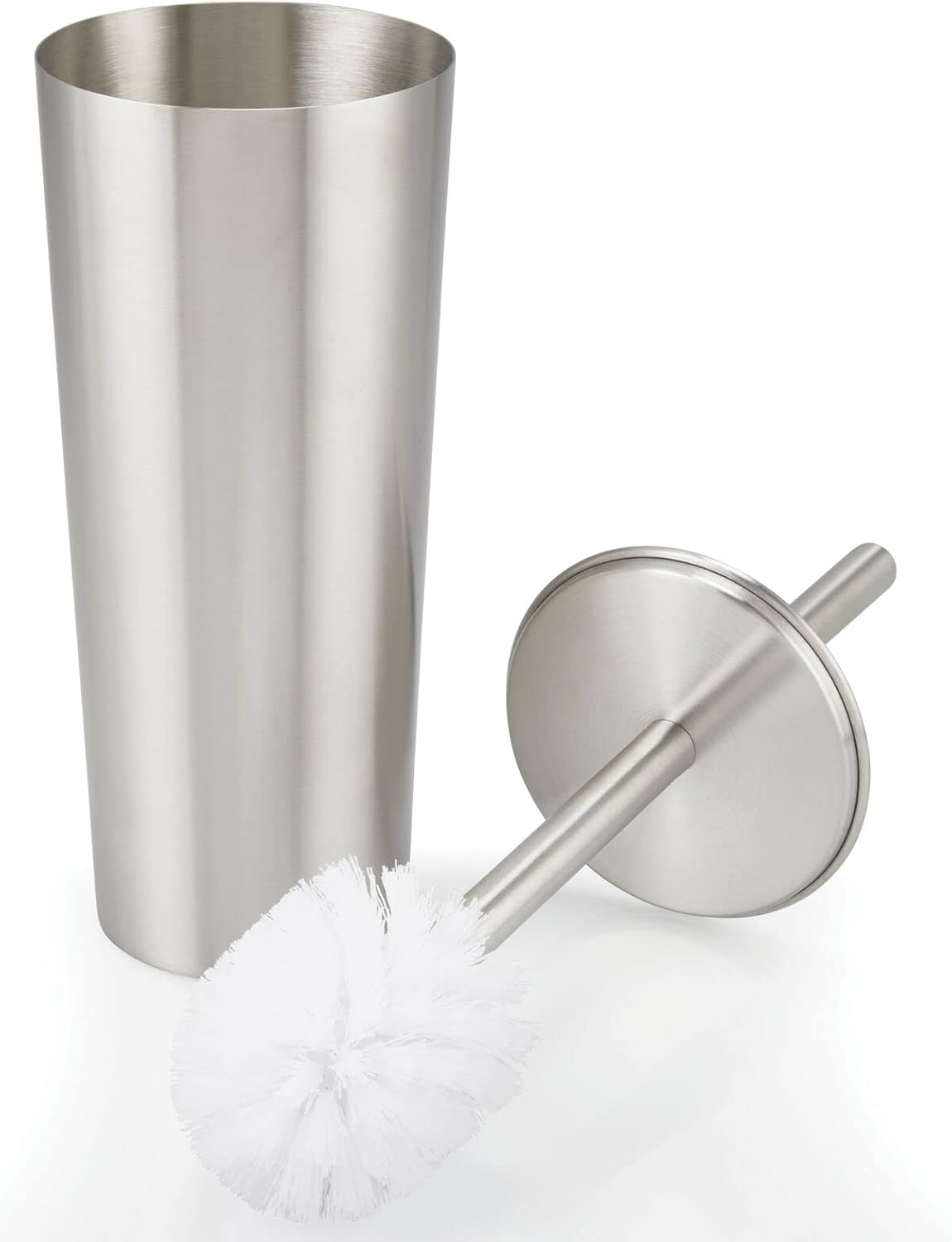 mDesign Slim Metal Toilet Brush Set with Holder - Rust-Resistant Silver