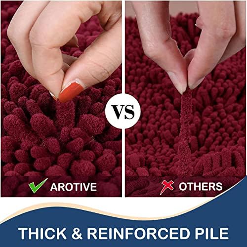 Arotive Luxury Chenille Bath Rug Mat 47x24 Burgundy