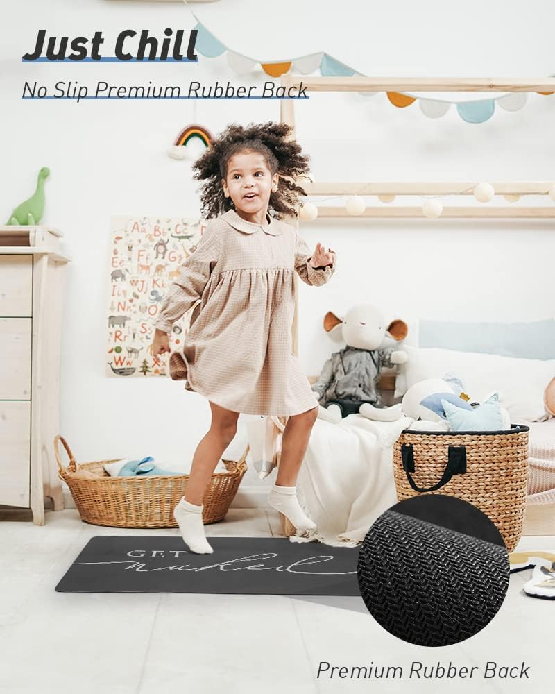 Tchdio Bath Mat - Quick Dry Non Slip Ultra Thin 17x24 Black