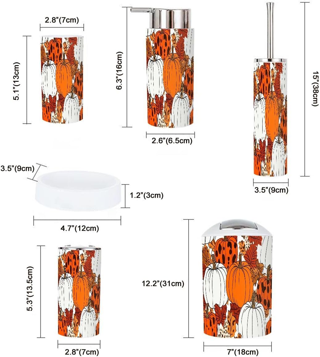 Bathroom Accessory Set 6 Pieces Boho Leopard Orange Pattern