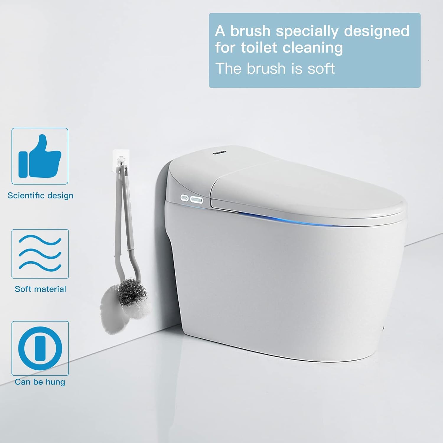 WOBEVB 2Pcs Toilet Brush Set with Curved Design for Deep Cleaning