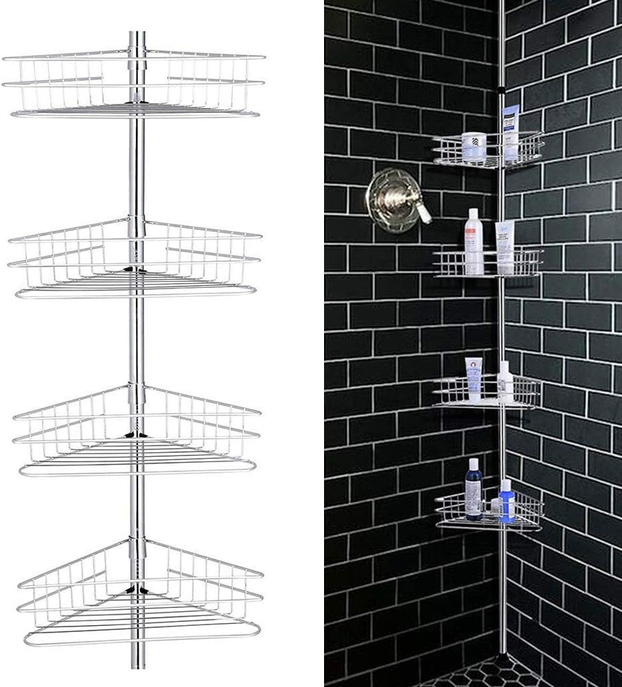 4 Layer Shower Storage Holder with Drainage System 1