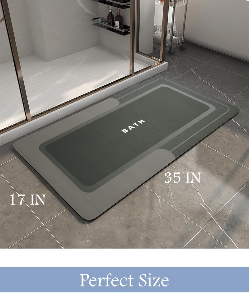 MontVoo Dark Grey Bath Mat - Non Slip Quick Dry 17x35