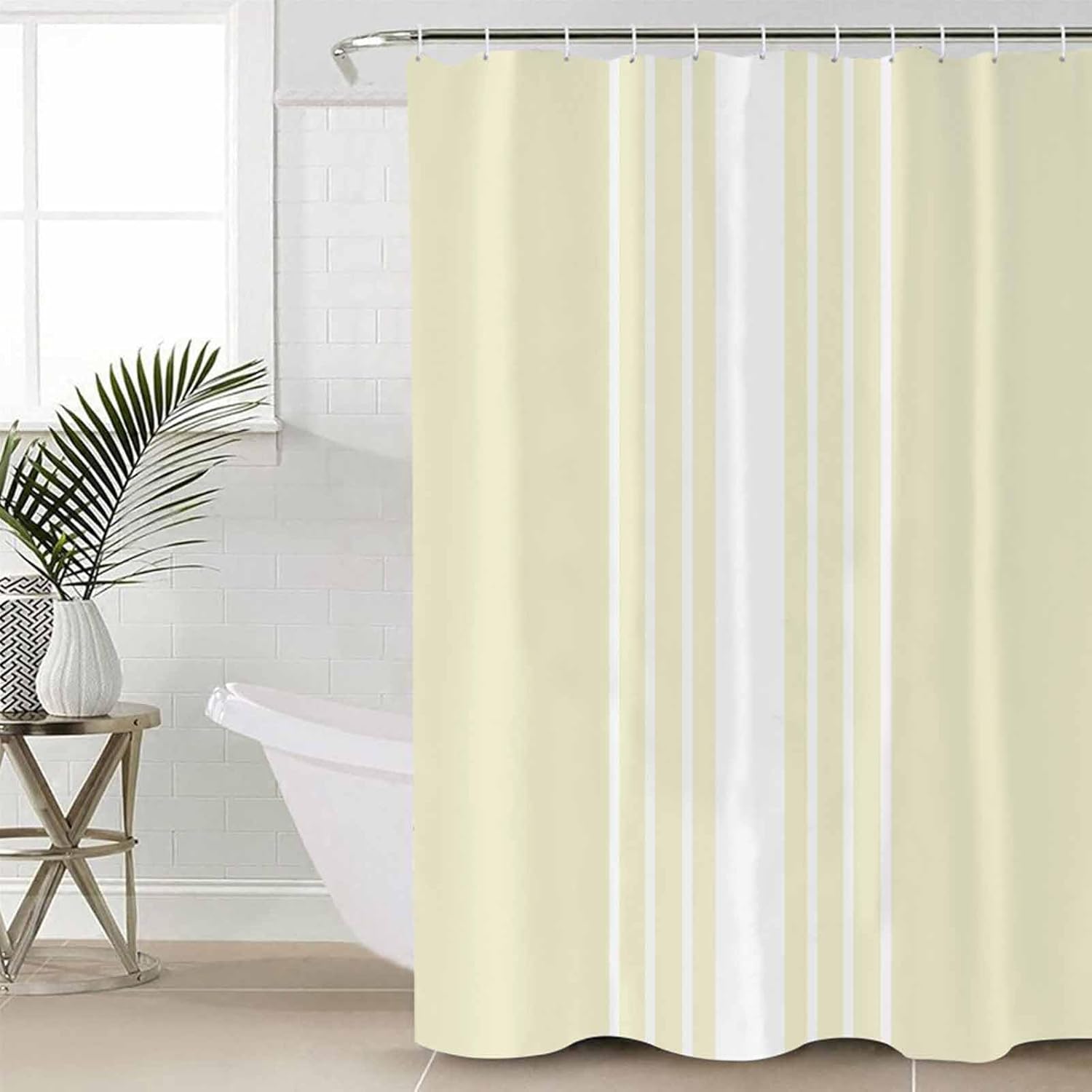 ZOE GARDEN Cream White Bathroom Set with Shower Curtain and Rug Accessories