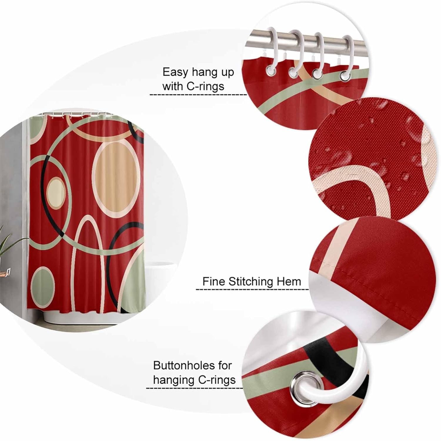 ZOE GARDEN Geometric Red Bathroom Set
