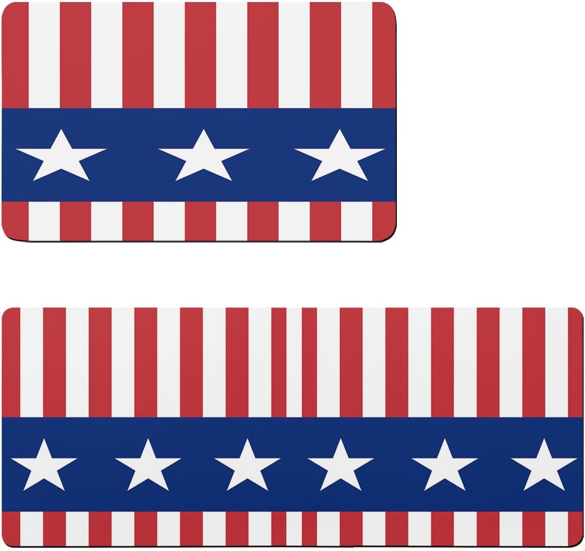 2PCS American Flag Bath Mat Set Non-Slip Diatomite 1