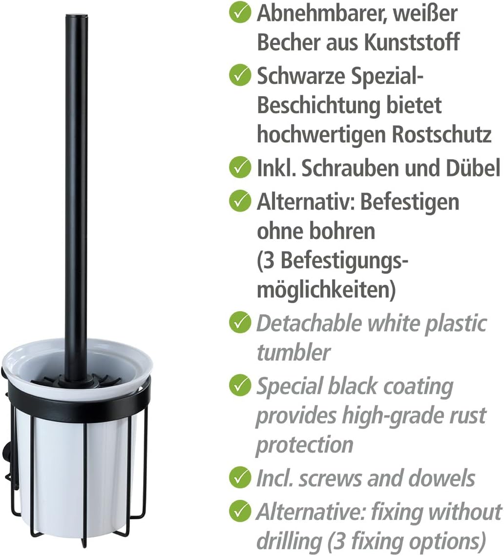 WENKO Classic Plus Black Toilet Brush Holder