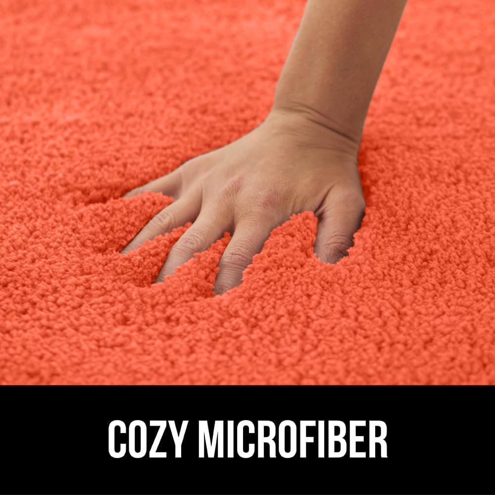 GORILLA GRIP Coral Bath Rug Toilet Lid Cover Bundle