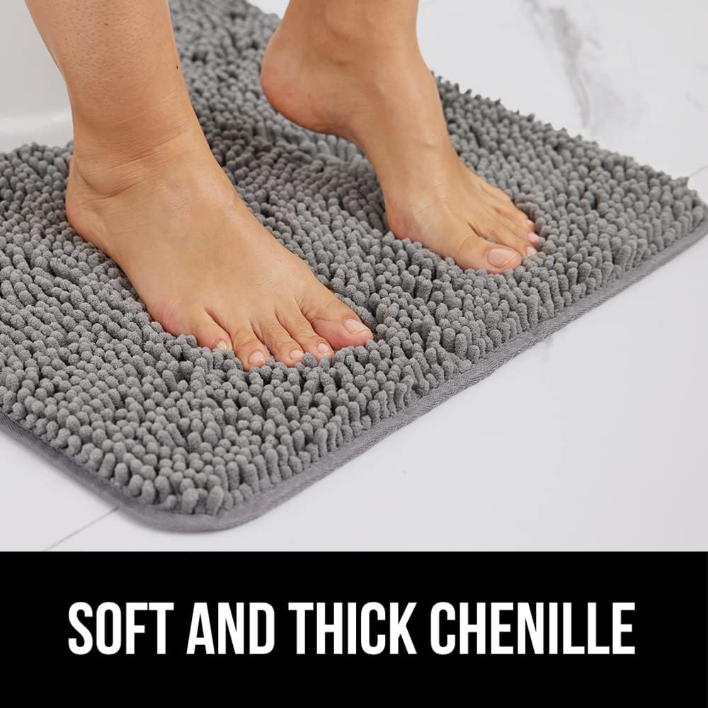 Gorilla Grip Thick Chenille Bath Rug 60x17 Grey