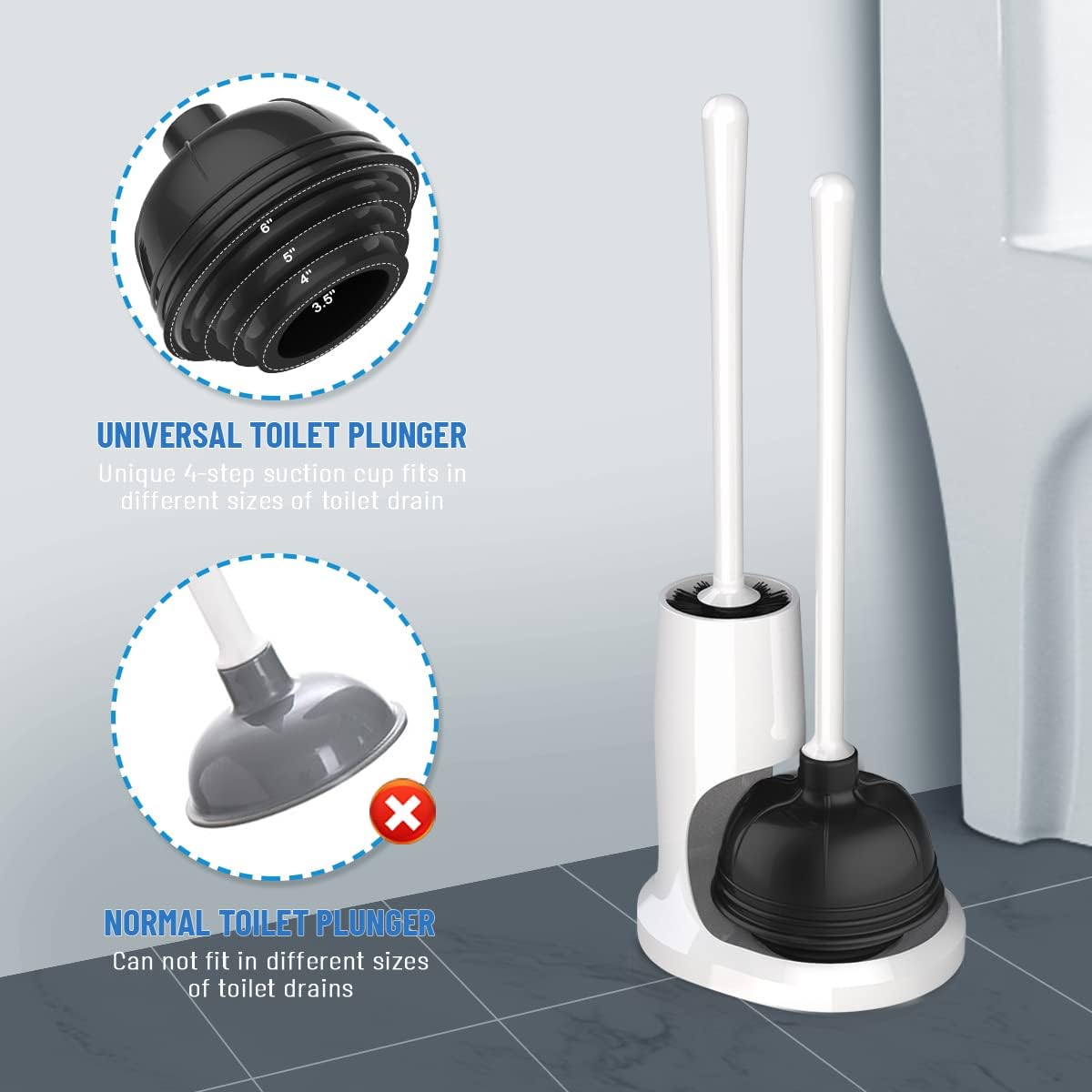 UPTRONIC Toilet Plunger and Brush Set 1