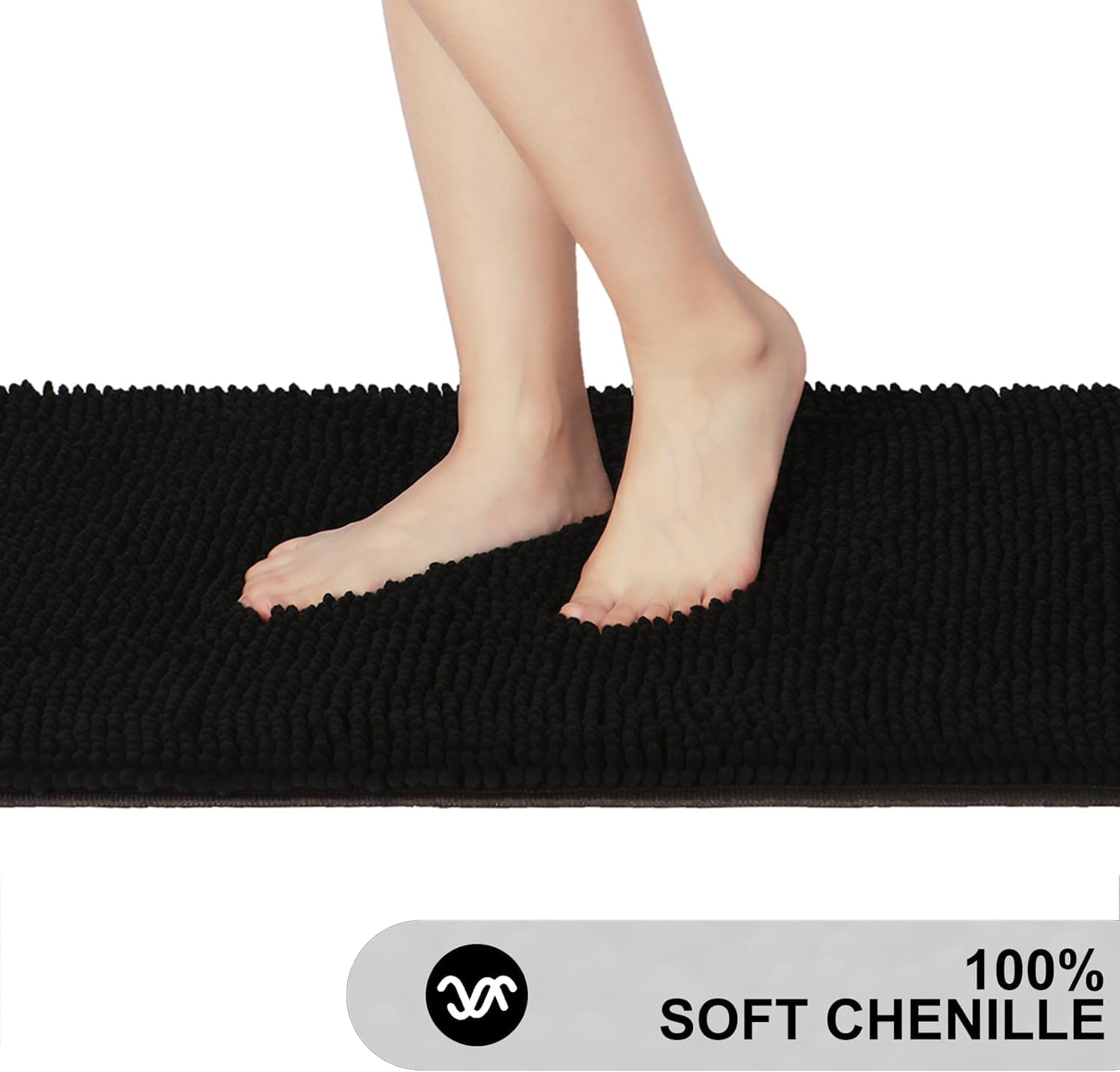 Sheepping Non Slip Black Bath Rug Mat 59 x 20