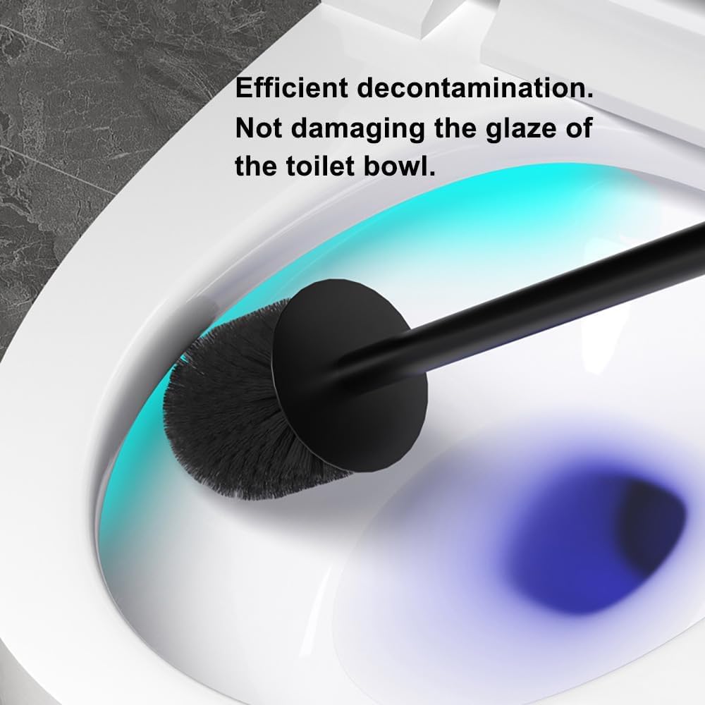 KWQKEM Toilet Brush and Holder Set Matte Black 1