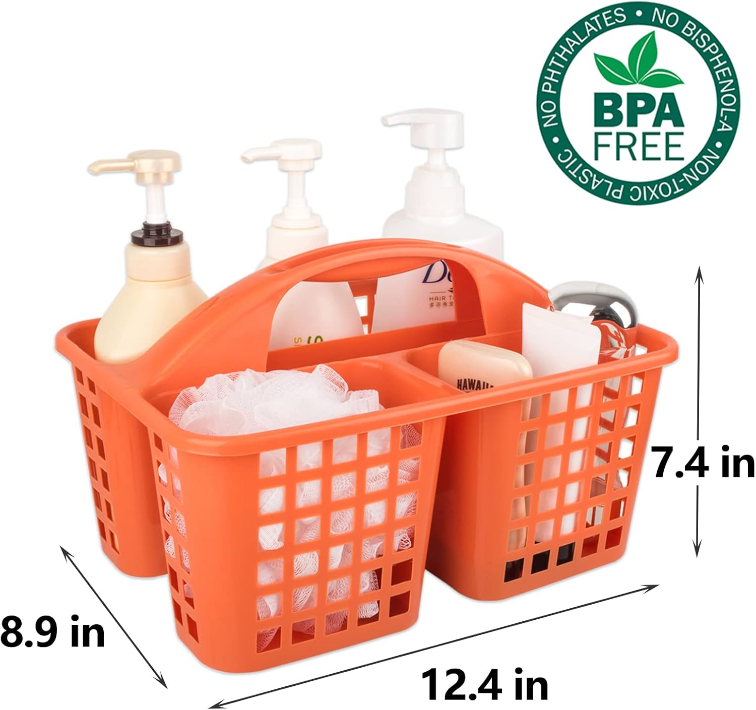 JiatuA Portable Shower Caddy with 3 Compartments and Handle