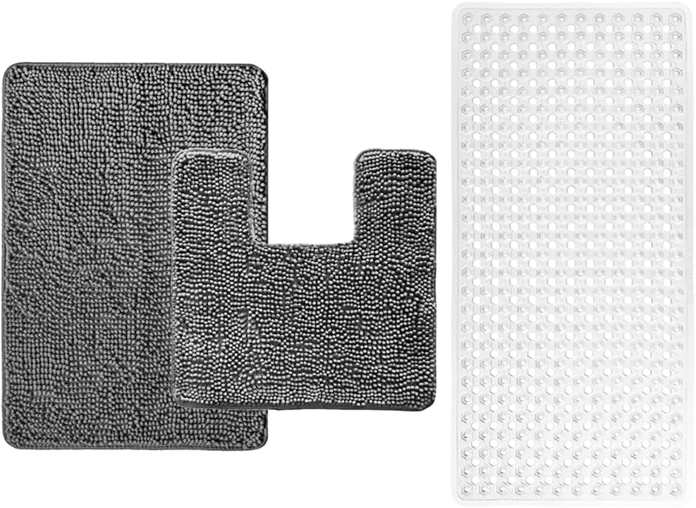 GORILLA GRIP Bath Rug Set with Shower Mat 2 Item Bundle