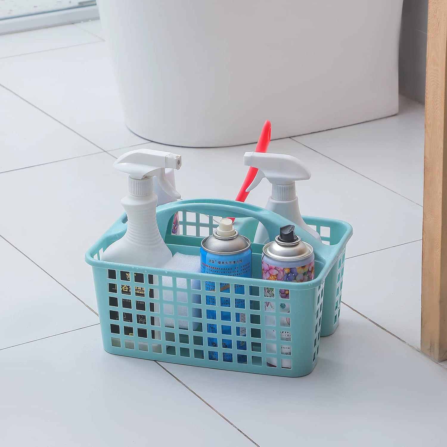 Portable Shower Caddy with 3 Compartments and Handle