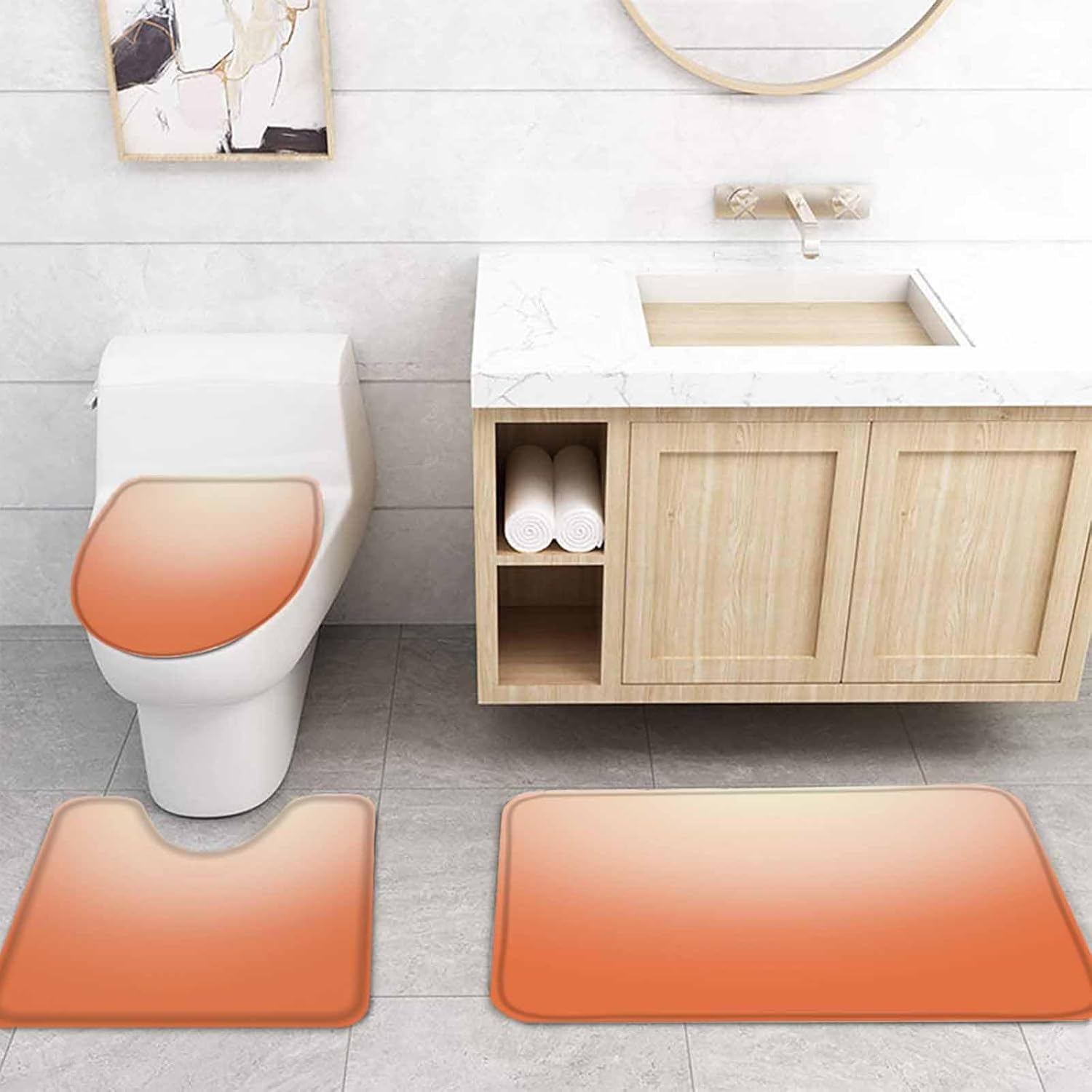 ZOE GARDEN Gradient Orange Bathroom Set