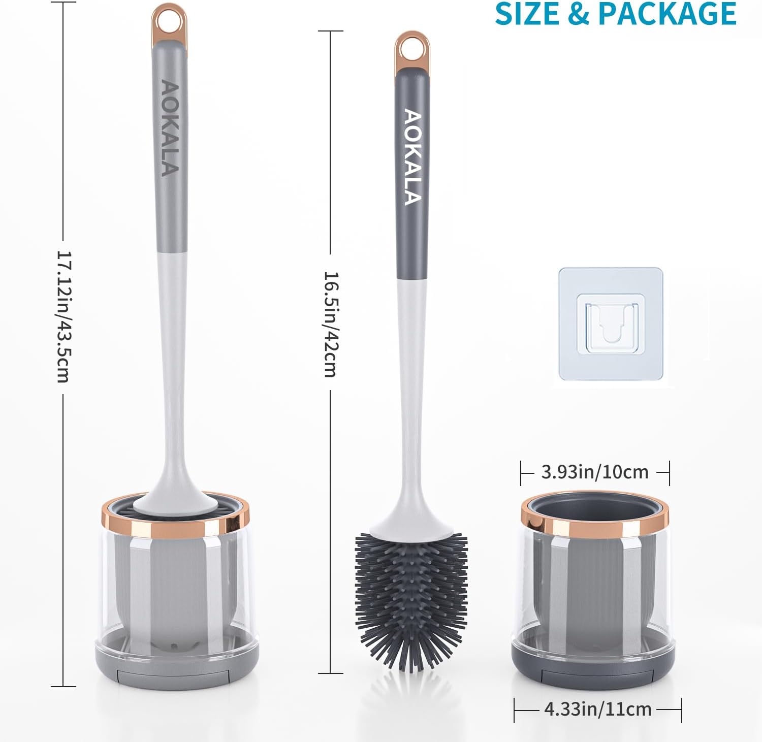 Aokala Silicone Toilet Brush with Tweezers and Holder Dark Gray