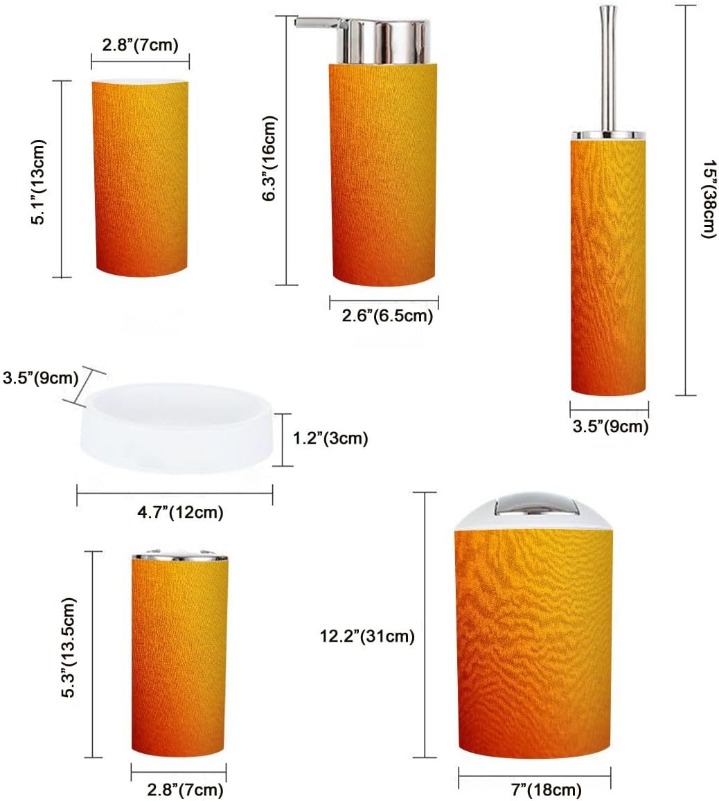 Boho 6-Piece Bathroom Accessory Set in Yellow Orange Brown