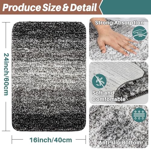 Rainflow 16x24 Inch Grey Absorbent Bath Mat