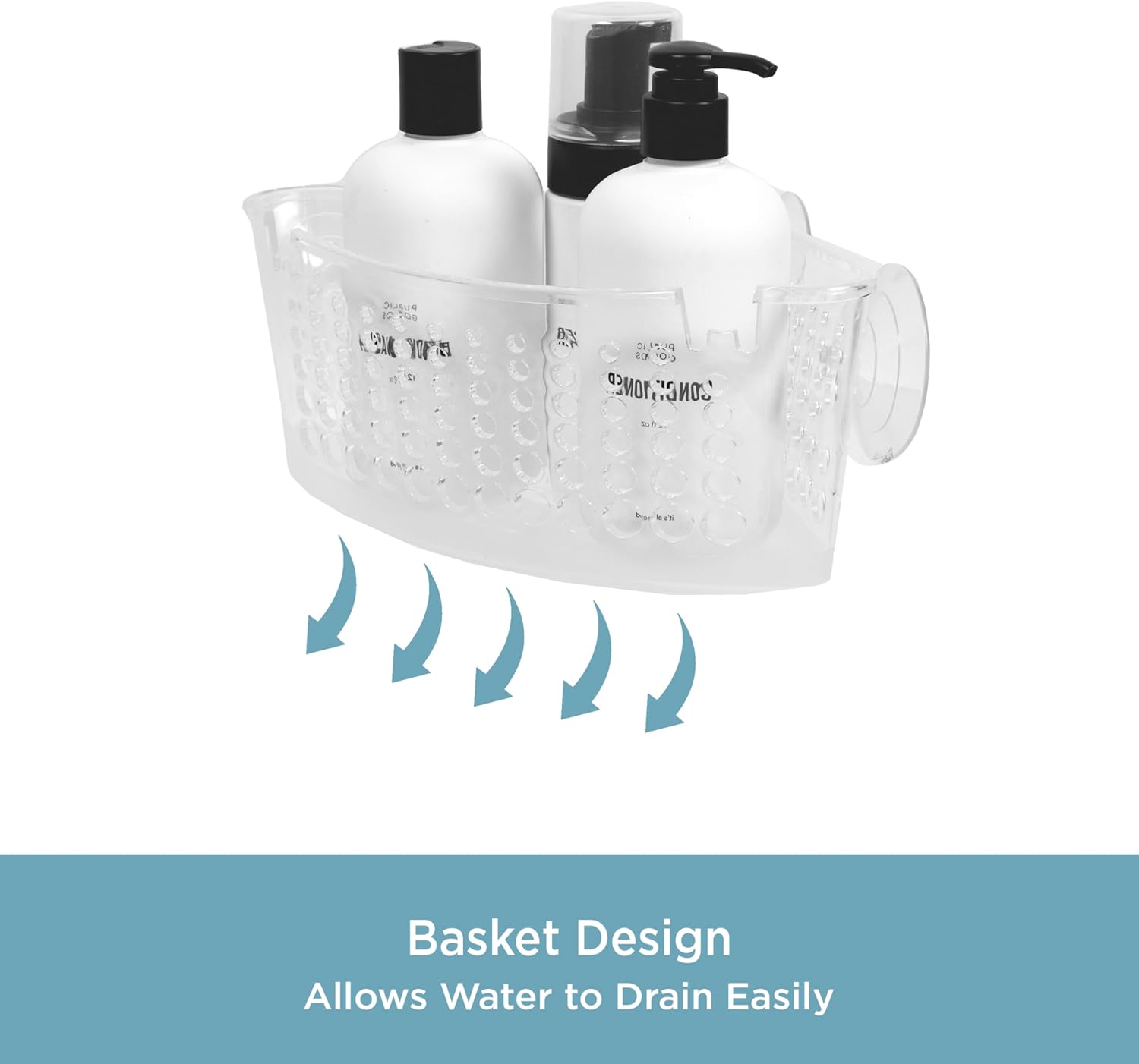 Kenney Suction Cup Corner Basket Shower Caddy Clear